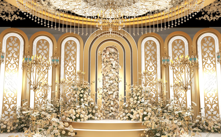 兴山香槟色调婚礼堂效果展示
